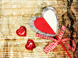valentine's day love holiday concept hearts on old wooden background