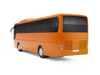 Obraz na płótnie Canvas Orange big tour bus isolated on a white background. 3D rendering. Back view