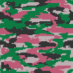 Abstract Knitting Seamless Texture. Military Decorative Camouflage Pattern Background. Vector Illustration.