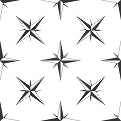Wind rose icon seamless pattern on white background. Compass icon for travel. Navigation design. Flat design. Vector Illustration
