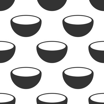 Bowl icon seamless pattern on white background. Flat design. Vector Illustration