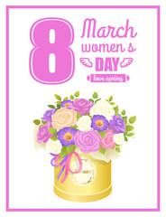 8 March Womens Day Placard Vector Illustration