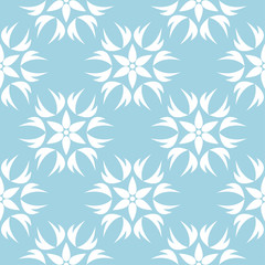 Blue and white floral seamless pattern