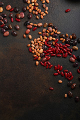 Raw kidney beans mix on metal background