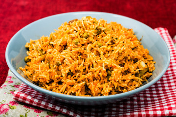 Tasty Indian food basmati rice on a plate