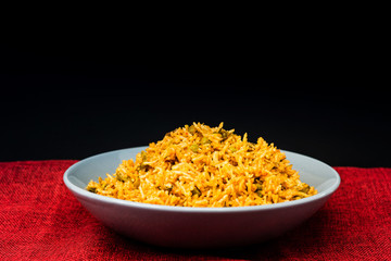 Tasty Indian food basmati rice on a plate