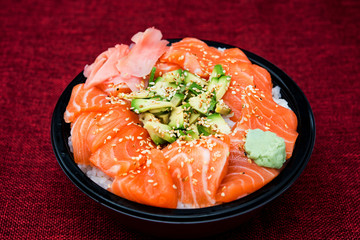 japanese food Mix Sashimi Chirashi Rice Bowl