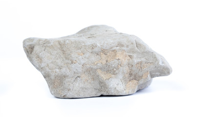 Single natural stone on white background, close-up