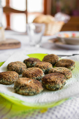 Vegetarian meatballs with spinach