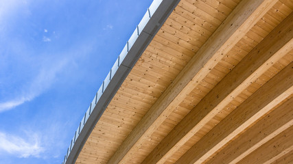 Wooden roof seen from the bottom