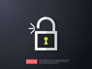open padlock icon vector illustration. lock access warning alert security concept. safe secure of personal access, user authorization, VPN internet protection.