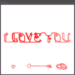 a straight continuous line has created the inscription I love you