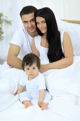 Fototapeta premium Family with kids in the morning.