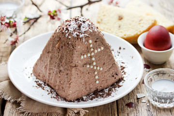 Easter cheese dessert with chocolate