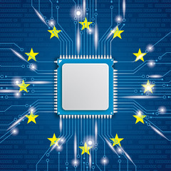 Microchip Processor Lights EU Flag