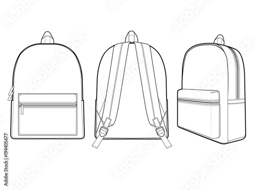 Quot Backpack Vector Illustration Flat Sketches Quot Stock Image And Royalty Free Vector Files On Backpack Design Template