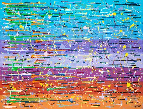 Malerei "42" von Carola Vahldiek, Gouache auf Leinwand