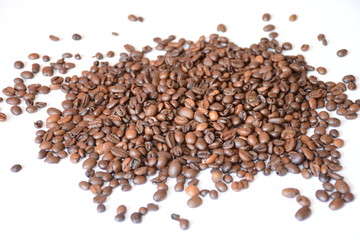 Black coffee on a white background.