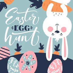 Obraz na płótnie Canvas easter bunny egg hunt template