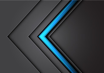 Abstract blue arrow line light gray metal direction overlap with dark blank space design modern luxury futuristic background vector illustration.