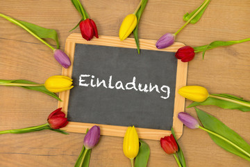 Tulpen und Tafel: Einladung