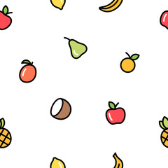 Seamless background with fruits and vegetables. Vector fresh organic food pattern