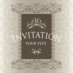 Luxury vintage frame template. Invitation card in an old style