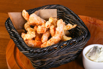 Prawn tempura with sauce