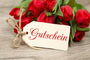 Tulpen und Karte: Gutschein