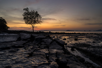 Fototapeta na wymiar Klong Muang beach on sunset Krabi province Thailand