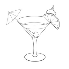 Bloody mary cocktail hand drawn. Vector object on a white background. Coloring book