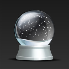 Fototapeta na wymiar Snow globe with falling snowflakes.