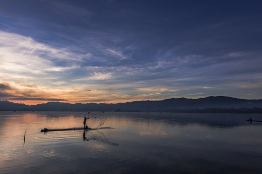 Fisherman view in JOMBOR water dam early morning