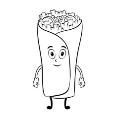 Burrito cartoon coloring book vector