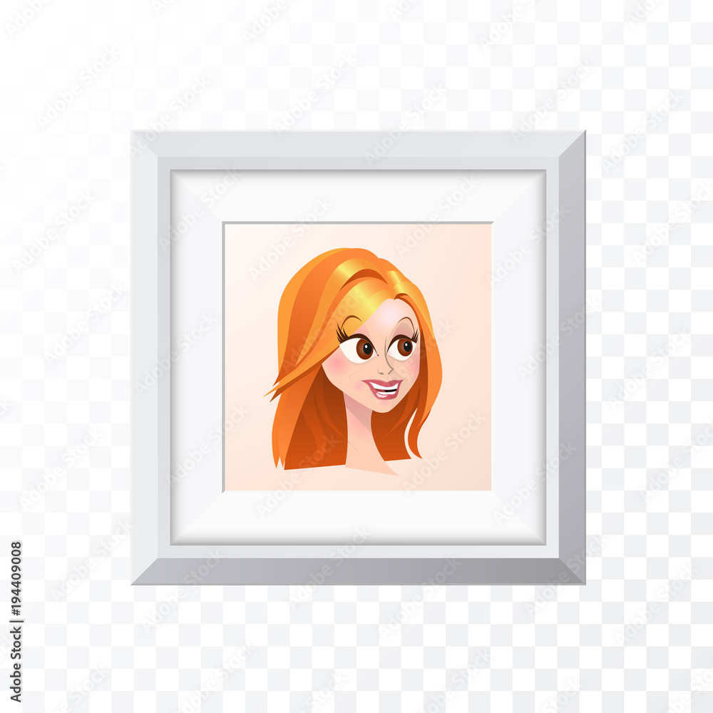 Poster realistic minimal isolated white frame with art scene on transparent background for presentations . 