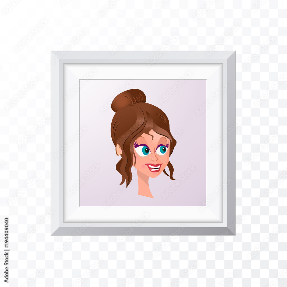 Poster realistic minimal isolated white frame with art scene on transparent background for presentations . 