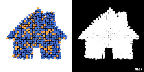 ikona 3D sześciany kwadraty klocki piksele © vempireart