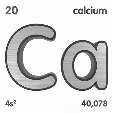 Calcium (Ca). Chemical element sign of periodic table of elements. 3D rendering.