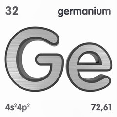 Germanium (Ge). Chemical element sign of periodic table of elements. 3D rendering.