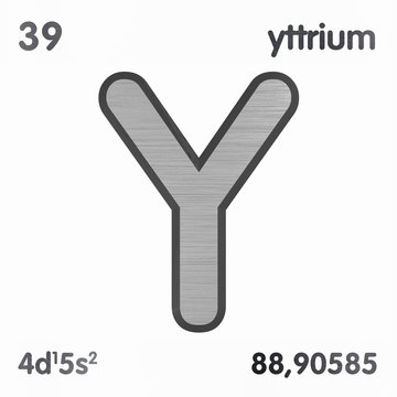Yttrium (Y). Chemical element sign of periodic table of elements. 3D rendering.