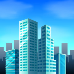 Fototapeta premium City scene with tall buildings