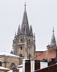 Fototapeta na wymiar catedral de Oviedo nevada