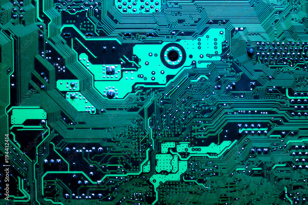 Poster close up of a printed green computer circuit board