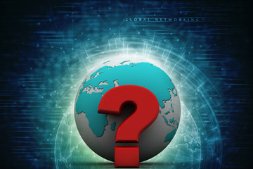 3d rendering question mark and globe
