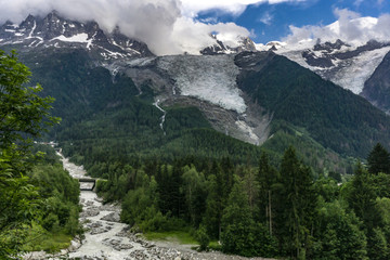 Alps in June. View of the Mont Blanc massif.