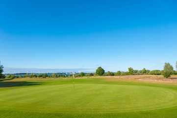 Golfplatz am Wulfener Hals mit Blick nach Burgstaaken, Insel Fehmarn