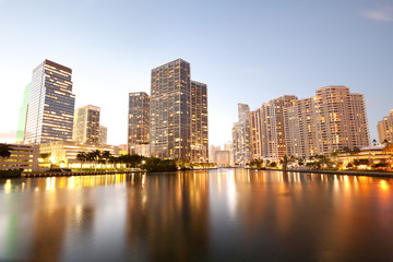 Fototapeta na wymiar Downtown and real estates developments at Brickell Key, Miami, Florida, USA