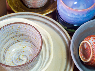 Ceramic bowls prepared to use for houseplant pot
