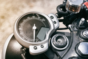 Modern classic motorcycle speed meter.