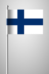 Obraz premium Flag of Finland. National Flag on Flagpole. Isolated Illustration on Gray